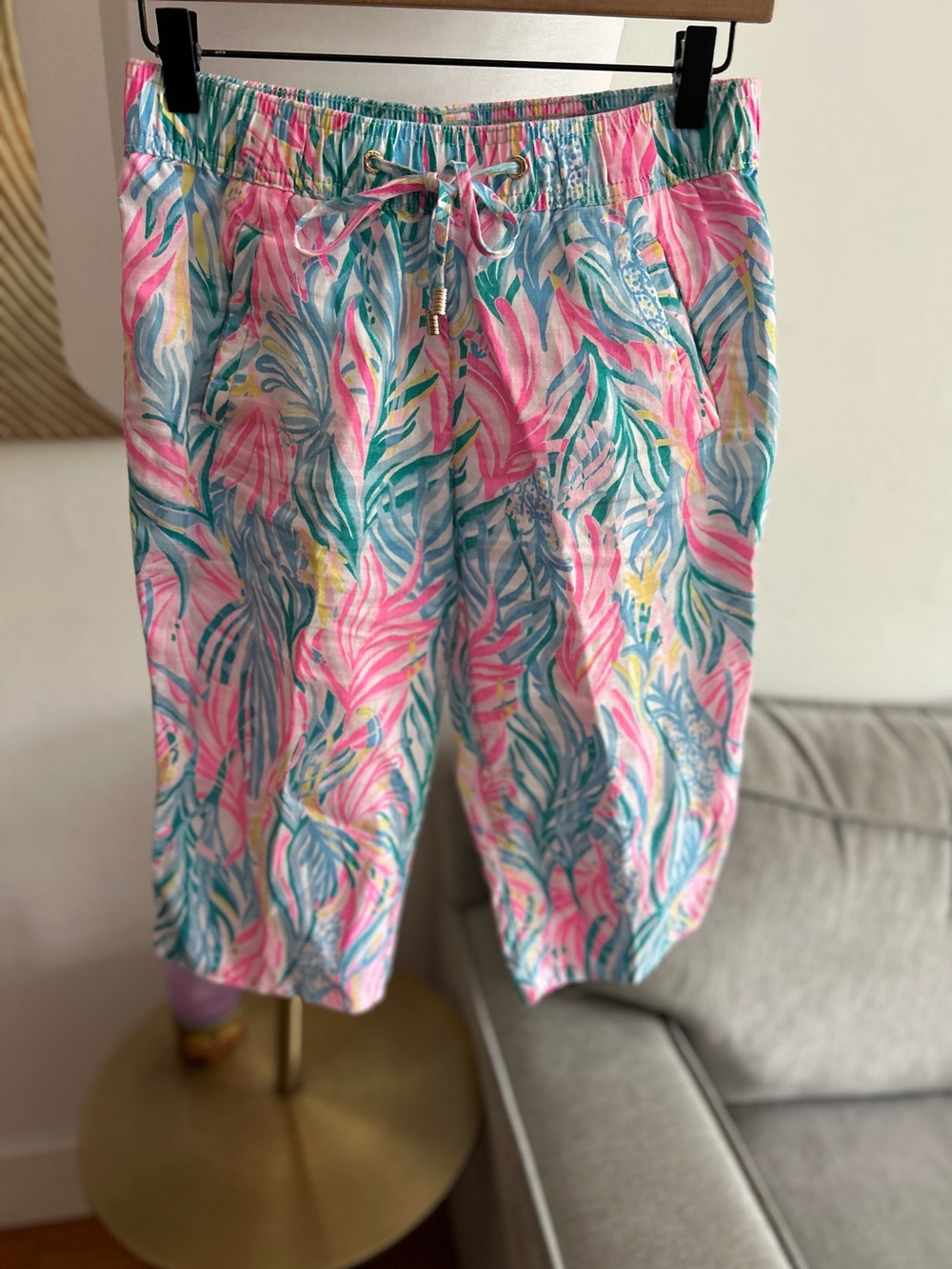 Lily Pulitzer Linen Shorts Bermudas Size Xs Pull On Tropical